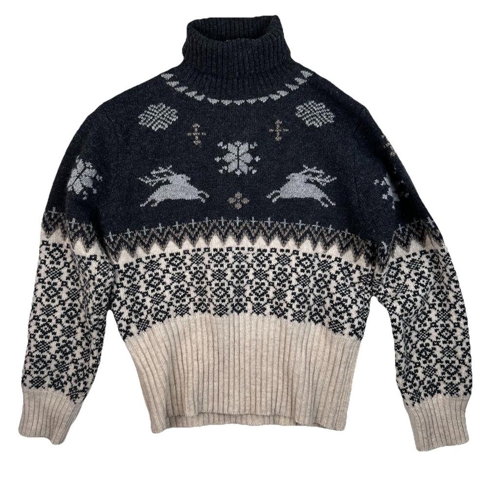 VTG Gorsuch Turtleneck Sweater Women's Size L Wool Norwegian Reindeer Winter